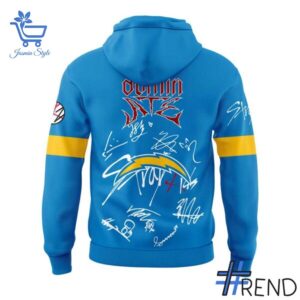 Custom apparel with the bold Los Angeles Chargers ATE Show Stray Kids Signature Hoodie design