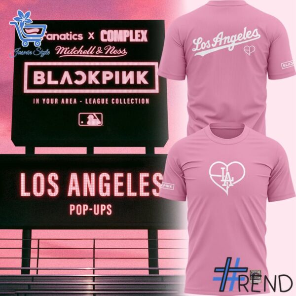 Close-up of the 1 Los Angeles Dodger Blackpink World Tour 25 Pink Shirt showing detailed design and vibrant colors.