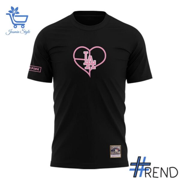 Close-up of the 4 Los Angeles Dodger Blackpink World Tour 25 Pink Shirt showing detailed design and vibrant colors.