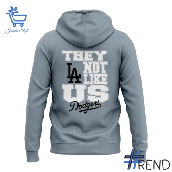 Close-up of the 3 Los Angeles Dodger They Not Like Us Zip Hoodie showing detailed design and vibrant colors.