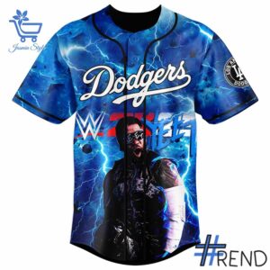 Styled look featuring Los Angeles Dodgers Jey Uso Baseball Jersey for everyday wear