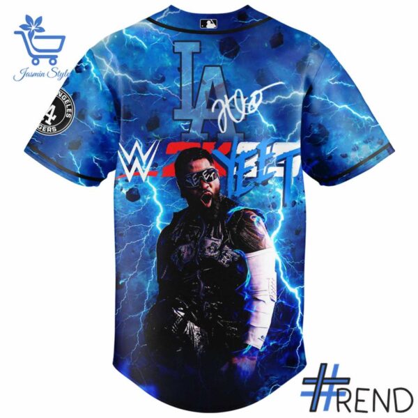 Styled look featuring Los Angeles Dodgers Jey Uso Baseball Jersey for everyday wear