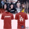Detailed fabric and stitching showing 1 Los Angeles Dodgers Jump Blackpink Shirt
