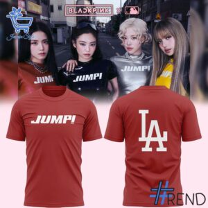 Detailed fabric and stitching showing 1 Los Angeles Dodgers Jump Blackpink Shirt