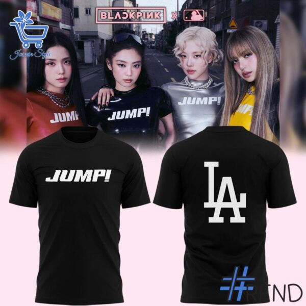 Detailed fabric and stitching showing 2 Los Angeles Dodgers Jump Blackpink Shirt