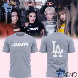 Detailed fabric and stitching showing 3 Los Angeles Dodgers Jump Blackpink Shirt