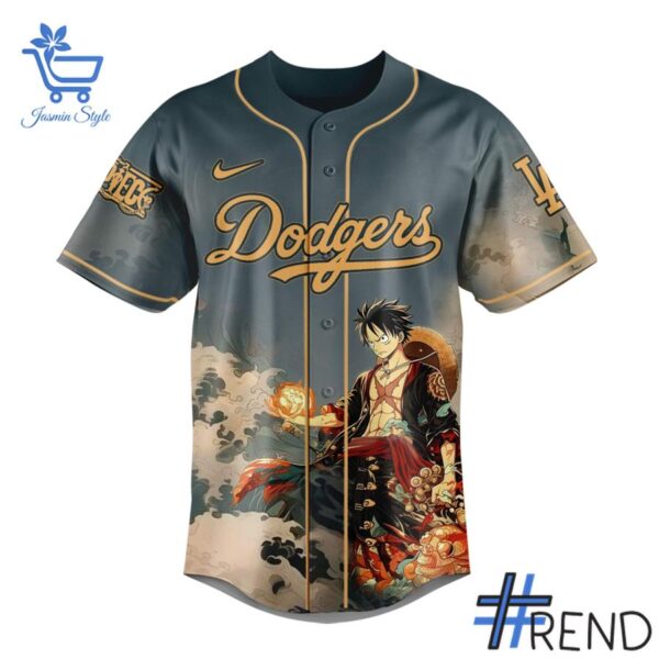Styled look featuring Los Angeles Dodgers Luffy Baseball Jersey for everyday wear