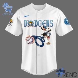 Detailed view of the 2 Los Angeles Dodgers ONE PIECE Night Jersey print on fabric