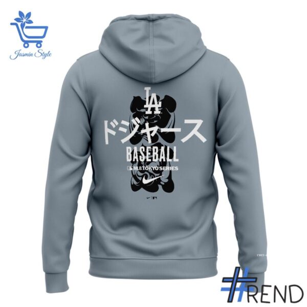 Detailed fabric and stitching showing 3 Los Angeles Dodgers Tokyo Series Zip Hoodie