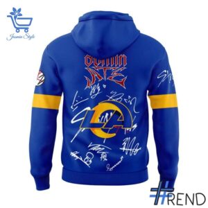 Custom apparel with the bold Los Angeles Rams ATE Show Stray Kids Signature Hoodie design