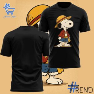 Limited-edition apparel with custom Luffy One Piece Snoopy Shirt print