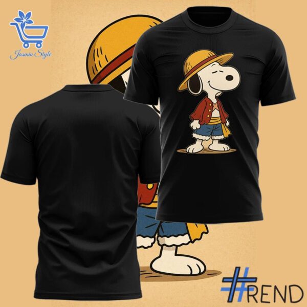 Limited-edition apparel with custom Luffy One Piece Snoopy Shirt print