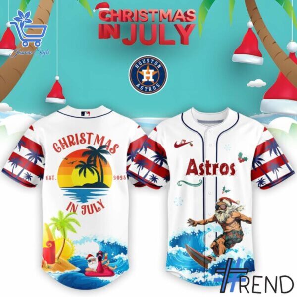Close-up of the 2 MLB x Christmas July Santa 2025 Baseball Jersey showing detailed design and vibrant colors.