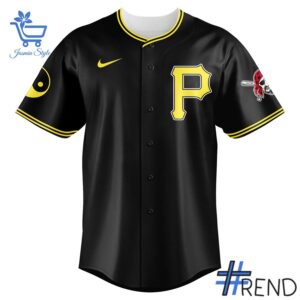 Close-up of the 2 Mac Miller Pittsburgh Pirates Baseball Jersey showing detailed design and vibrant colors.