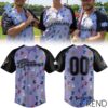 Detailed view of the 1 Macon Bacon Strike Out Cancer Jerseys print on fabric