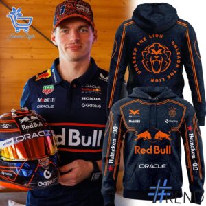 Custom apparel with the bold Max Verstappen Red Bull Austria Hoodie design