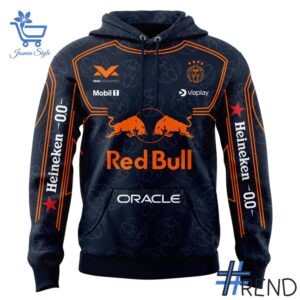 Custom apparel with the bold Max Verstappen Red Bull Austria Hoodie design