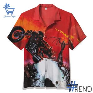Close-up view of the Meat Loaf Bat Out Of Hell Hawaiian Shirt print