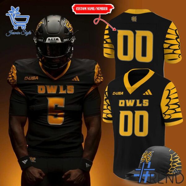 Level up your everyday style with 1 Men's Black 2025 Kennesaw State Football Uniform Football Jersey.
