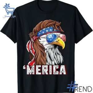 Trendy Merica USA American Flag Eagle Shirt featuring bold graphics and modern style