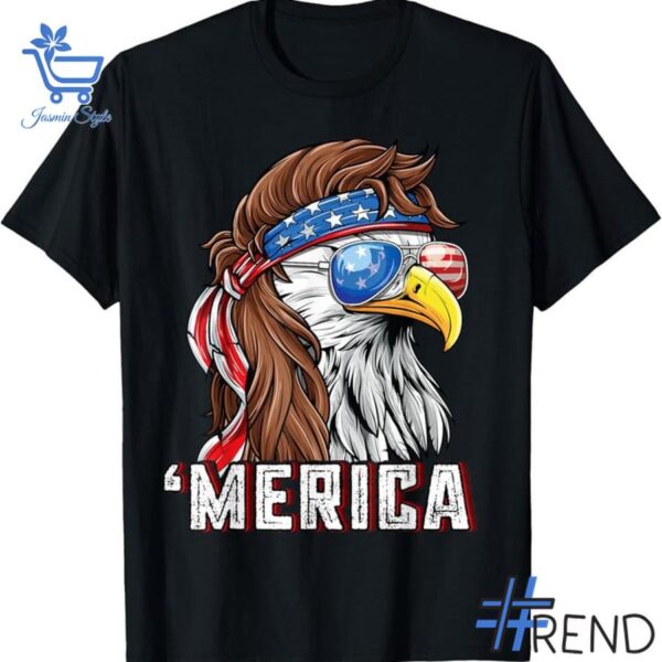 Trendy Merica USA American Flag Eagle Shirt featuring bold graphics and modern style