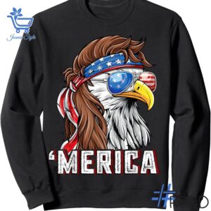 Trendy Merica USA American Flag Eagle Shirt featuring bold graphics and modern style