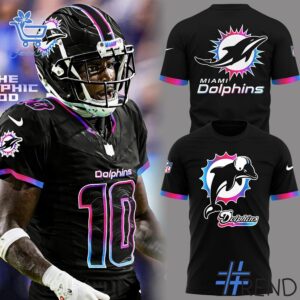 Miami Dolphins Football Vice City Black Shirt design displayed on high-quality clothing fabric