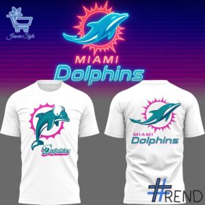 Miami Dolphins Football Vice City Black Shirt design displayed on high-quality clothing fabric