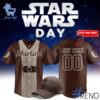 Detailed view of the 1 Miami Marlins 2025 Star Wars Night Jersey print on fabric