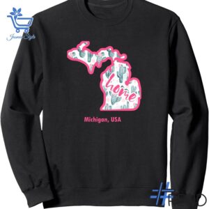 Trendy Michigan Cactus Map Home Cacti Hoodie featuring bold graphics and modern style