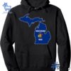 Trendy Michigan Wisconsin Map Hoodie featuring bold graphics and modern style