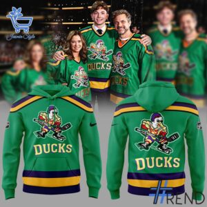 Mighty Ducks Movie Hockey green Hoodie design on casual wear for everyday style