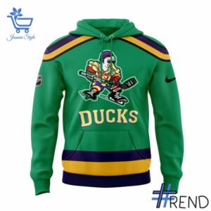 Mighty Ducks Movie Hockey green Hoodie design on casual wear for everyday style