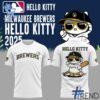 Street-style look featuring the unique Milwaukee Brewers Hello Kitty Night Shirt artwork
