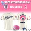 Detailed view of the 1 Minnesota Twins Cancer Awareness Day Jersey print on fabric