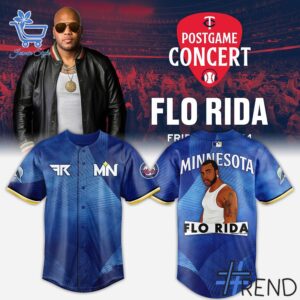 Detailed view of the 1 Minnesota Twins Flo Rida Postgame Concert Jersey print on fabric