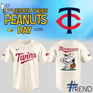Minnesota Twins Peanuts Snoopy Baseball Jersey design on casual wear for everyday style