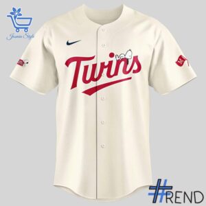 Minnesota Twins Peanuts Snoopy Baseball Jersey design on casual wear for everyday style