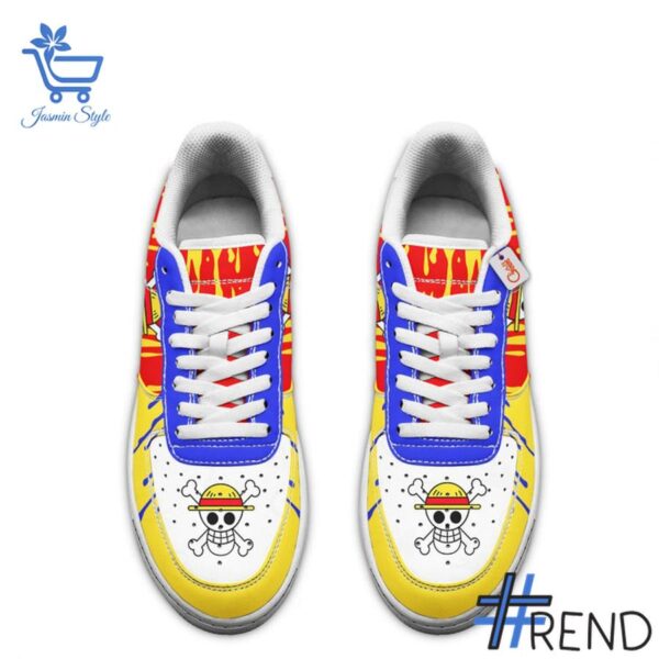 Detailed shot of Monkey D Luffy Symbol Air Force Shoes on classic Nike Air Force silhouette