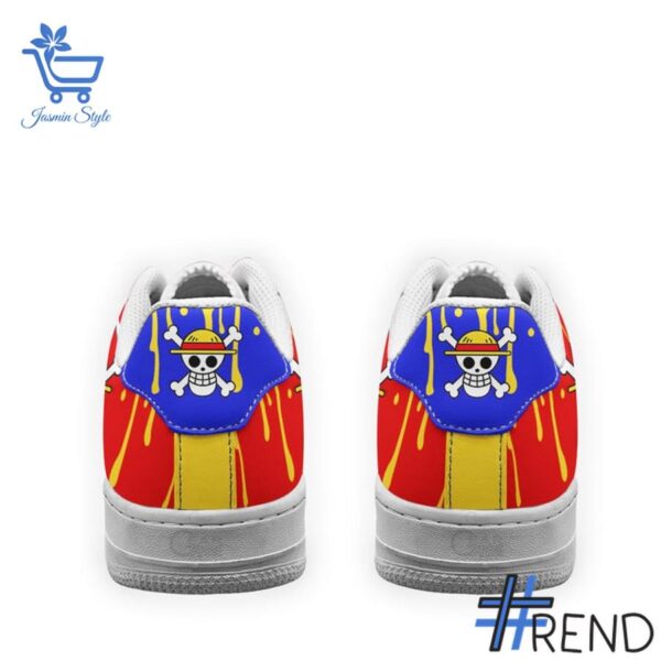 Detailed shot of Monkey D Luffy Symbol Air Force Shoes on classic Nike Air Force silhouette