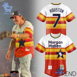 Morgan Wallen Houston Texans Tour Baseball Jersey design displayed on high-quality clothing fabric