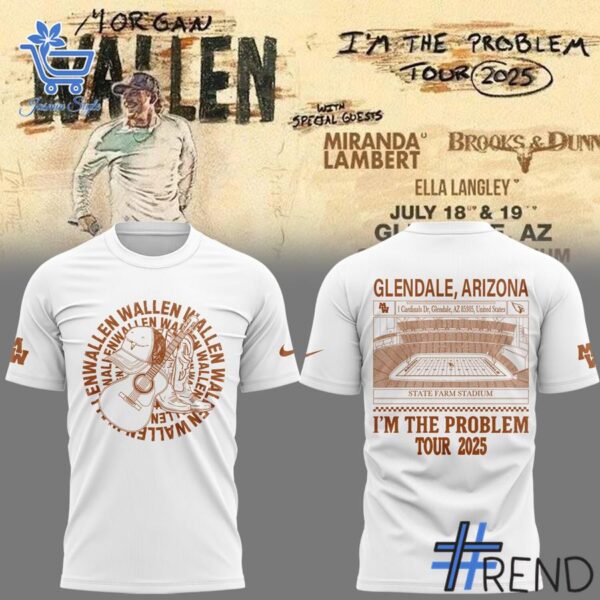 Detailed fabric and stitching showing Morgan Wallen I m The Problem Tour 2025 Arizona Cardinals Shirt 1 jpg