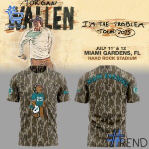 Morgan Wallen Live in Miami camo Shirt design displayed on high-quality clothing fabric