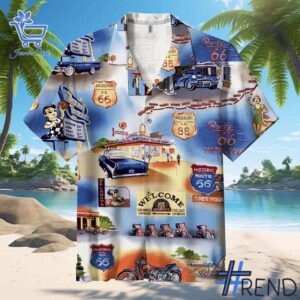 Mother Road Route Hawaiian Shirt design displayed on high-quality clothing fabric