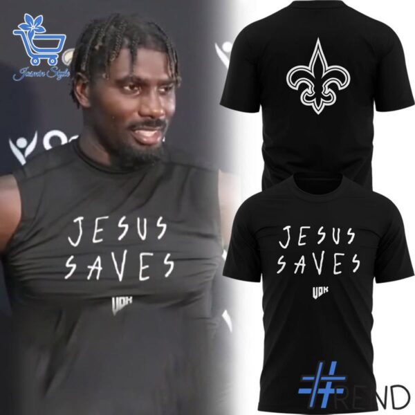 Styled look featuring New Orleans Saints Jesus Saves T shirt for everyday wear