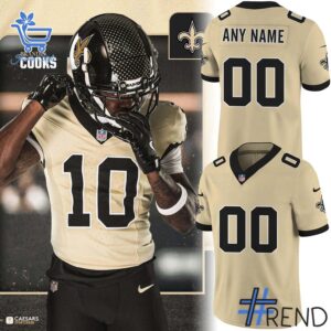 Level up your everyday style with 1 New Orleans Saints Special Edition Gold Football Jersey.