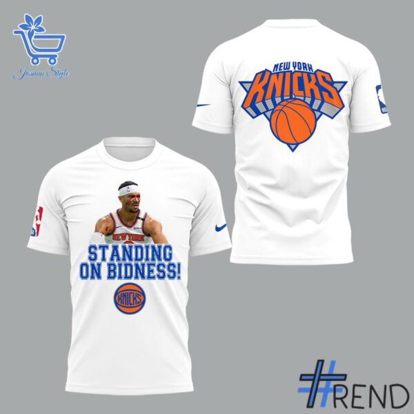 Close-up view of the New York Knicks Standing On Bidness Shirt print