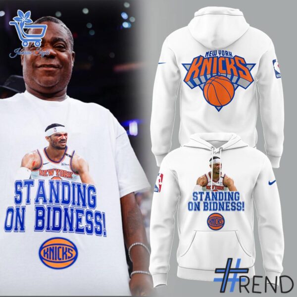 Close-up view of the New York Knicks Standing On Bidness Shirt print