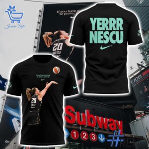 Level up your everyday style with 1 New York Liberty YERRR NESCU All Star TShirt.