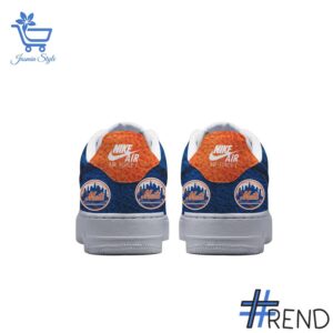 Detailed shot of New York Mets Air Force Shoes on classic Nike Air Force silhouette